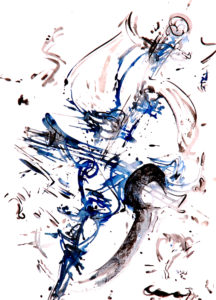 Crescendo in Blau | 2015 | Aquarell, Reisskohle | 67 x 50 cm