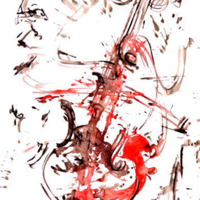 Crescendo in Rot | 2015 | Aquarell, Reisskohle | 67 x 50 cm