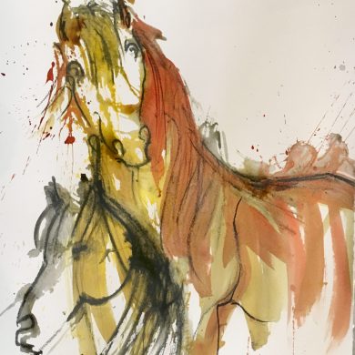 Pferde 2 | Mixed Media auf Papier | 50 x 65 cm | 2018